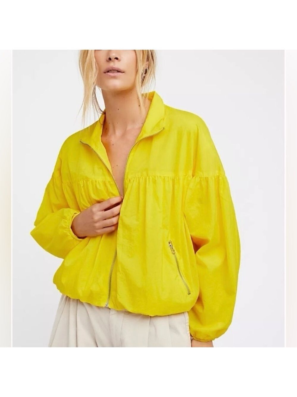 FREE PEOPLE Now Or Never Yellow Women's Windbreaker Jacket